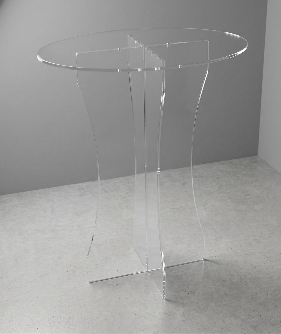 tavolino in plexiglass trasparente